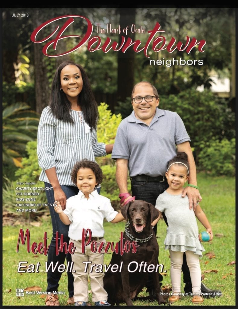 Criminal Lawyer Andrew Pozzuto on Cover of Heart of Ocala Downtown Neighbors Criminal Lawyer Andrew Pozzuto and his family